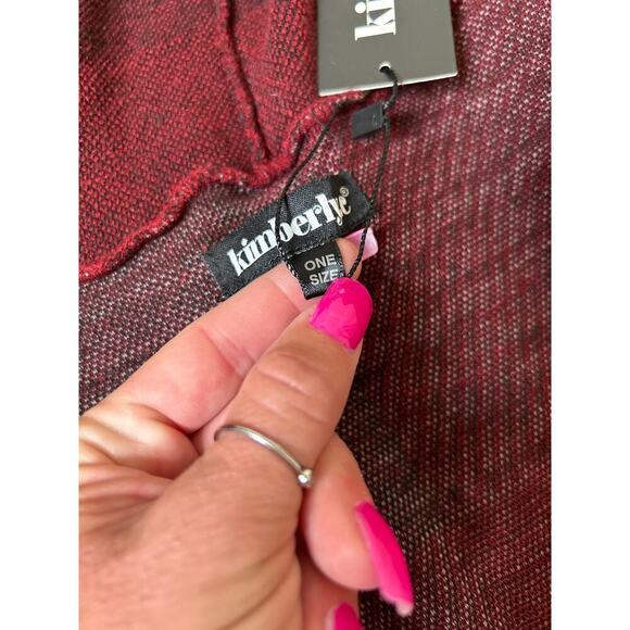 Kimberly C. Poncho one pocket red/black plaid NEW hooded no arm holes OSFM - Picture 4 of 11